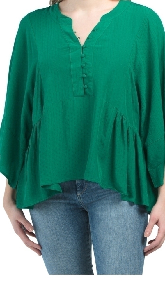 Grand & Green Women's Green Peplum Tunic Blouse